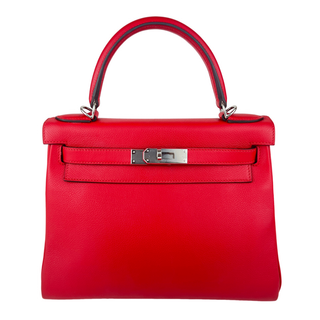 エルメス(HERMES)の美品 HERMES エルメス Kelly28 ケリー28 Rouge de cour ルージュクー Evercolor エバーカラー PHW シルバー金具 Stamp-Y Y刻印 ショルダーバッグ ハンドバッグ(ショルダーバッグ)
