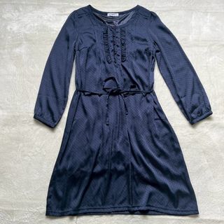 ナチュラルビューティーベーシック(NATURAL BEAUTY BASIC)のNATURAL BEAUTY BASIC ドット柄ひざ丈長袖ワンピース (ひざ丈ワンピース)