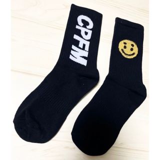 ニコちゃん スマイリー CPFM ラメ ソックス 靴下 ブラック