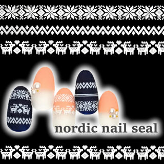 ホワイト★ノルディックネイルシール(ネイル用品)