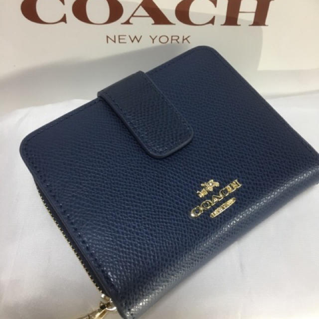 COACH 2つ折り財布 ネイビー - 折り財布