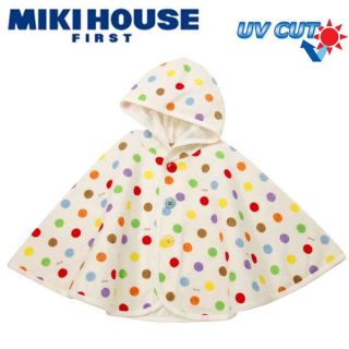 ミキハウス(mikihouse)の MIKIHOUSE FIRSTマルチドット ポンチョマントカラフル水玉(その他)