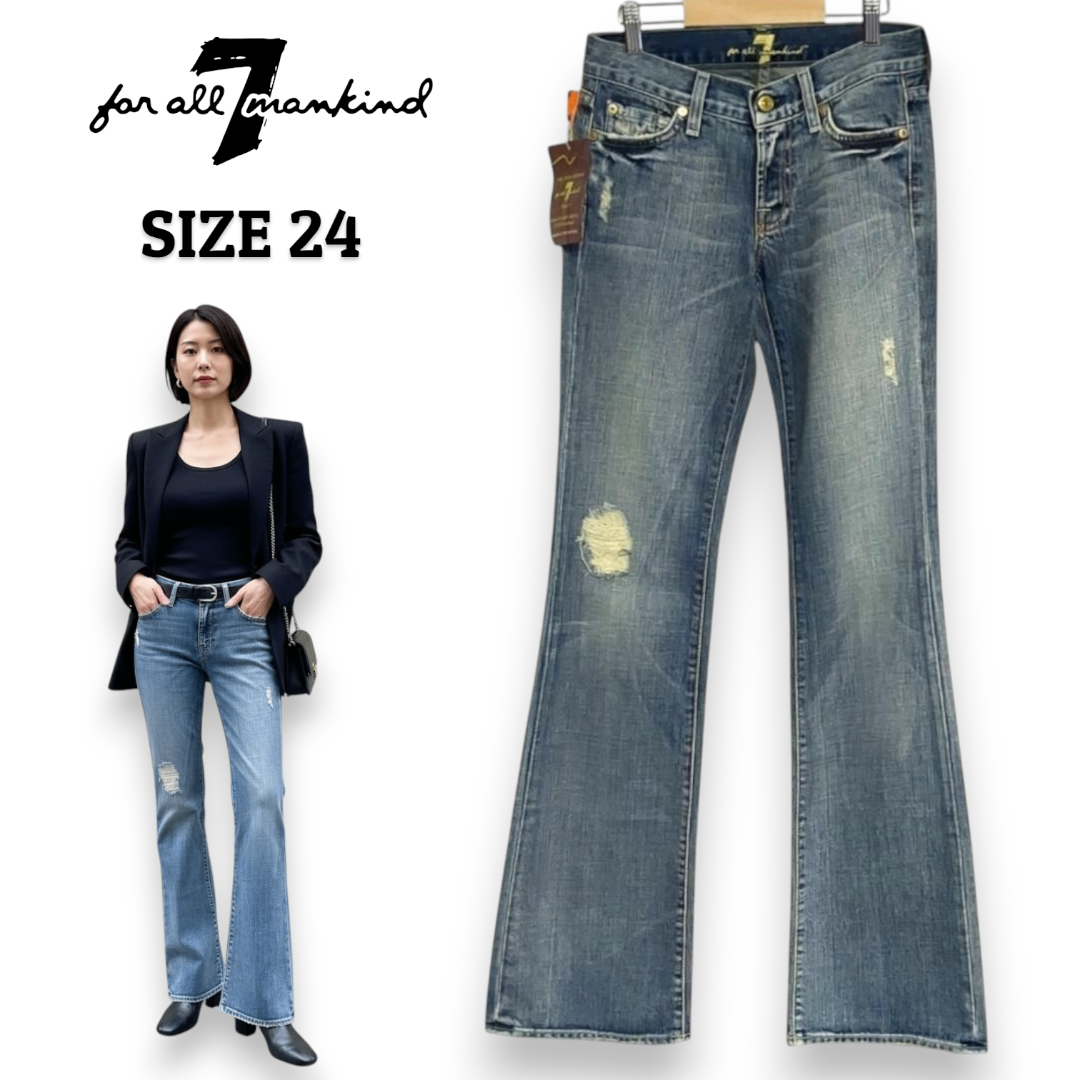 7 for all mankind(セブンフォーオールマンカインド)の【未使用タグ付き】7 FOR ALL MANKIND　W24　フレアデニムパンツ レディースのパンツ(デニム/ジーンズ)の商品写真