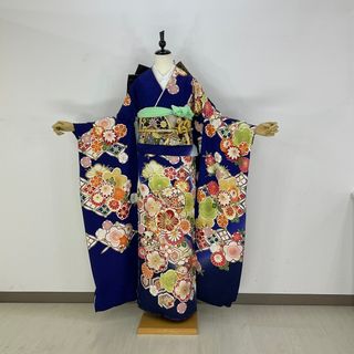 正絹お振袖10点フルセット　青紫　新品未仕立て品　お仕立て付き(振袖)