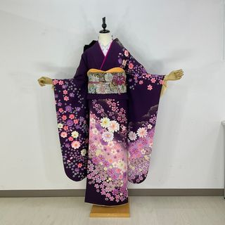 お振袖フルセット　7点セット　紫　正絹　美品　成人式(振袖)