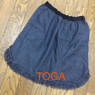 トーガ(TOGA)のTOGA フリンジ デニムスカート(ミニスカート)