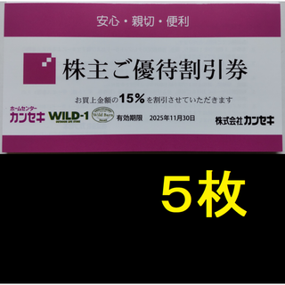 カンセキ 株主優待券 5枚 2025年11月期限(ショッピング)