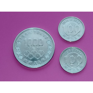 昭和39年 1964年 東京オリンピック 1000円銀貨1枚＋100円銀貨2枚(貨幣)