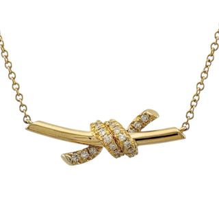ティファニー(Tiffany & Co.)のティファニー ノット ネックレス 18金 K18イエローゴールド ダイヤモンド レディース TIFFANY&Co.  中古(ネックレス)
