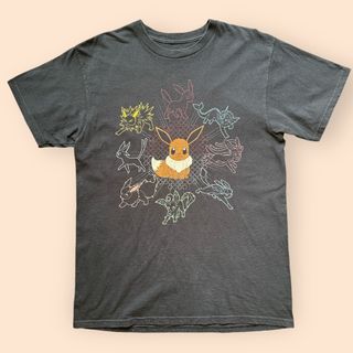 ポケモン(ポケモン)のアニメT ポケモン イーブイ 半袖 Tシャツ M ブラック(Tシャツ/カットソー(半袖/袖なし))