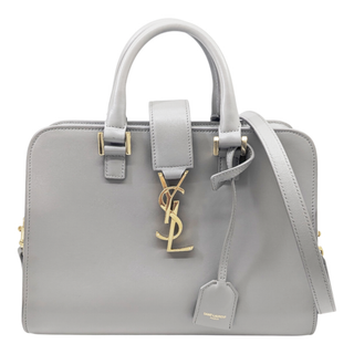 サンローラン(SAINT LAURENT)の【中古】SAINT LAURENT サンローラン YSL イブサンローラン ベイビーカバス ハンドバッグ 2WAY ショルダーバッグ ゴールド金具　レザー グレー レディース　お洒落 【ブランドギャラリー東心斎橋店】(ショルダーバッグ)