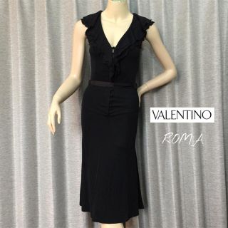 ヴァレンティノ(VALENTINO)のヴァレンティノ ローマ◆イタリア製フリルストレッチノースリーブロングワンピース(ロングワンピース/マキシワンピース)