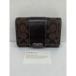 コーチ(COACH)のB　コーチ　COACH　シグネチャー柄　ブラウンレザー　二つ折り財布　(財布)