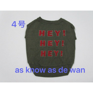 アズノゥアズ(AS KNOW AS)の4号　N HEY! HEY! HEY! Tシャツ　カーキ　 アズノゥアズデワン(犬)