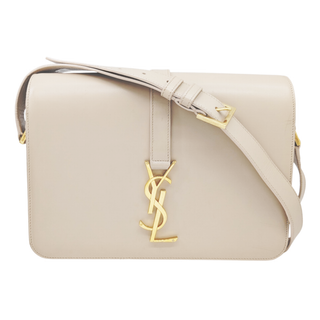 サンローラン(SAINT LAURENT)の【中古】SAINT LAURENT サンローラン ユニベルシテ Y.S.L 357403 ショルダーバッグ カーフ レザー ベージュ ゴールド金具 レディース 斜めがけ お洒落 【ブランドギャラリー東心斎橋店】(ショルダーバッグ)