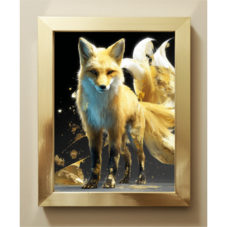 200【黄金に輝く霊狐】神秘と守護の象徴☆稲荷の使い【霊獣画】
