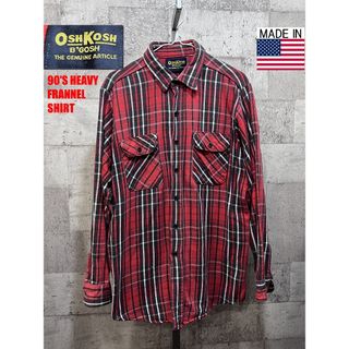 オシュコシュ(OshKosh)の90'S USA製 オシュコシュ ヘビーフランネルシャツ OSH-KOSH チェック ヘビーネル ヴィンテージ 70年代(シャツ)