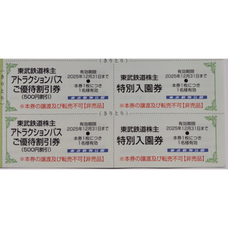東武動物公園 入園券 2枚ほか 2025年12月期限 -r(動物園)