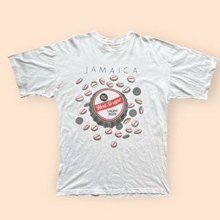 ヴィンテージ(VINTAGE)の90s ジャマイカ レッドストライプ シングルステッチ 半袖 Tシャツ XL(Tシャツ/カットソー(半袖/袖なし))