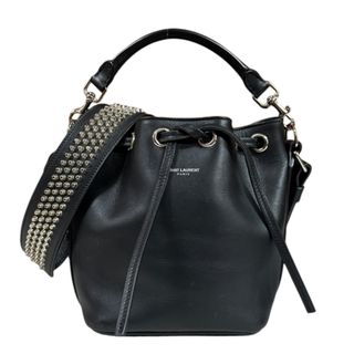 サンローラン(SAINT LAURENT)のサンローラン スタッズ エマニュエルバケット ショルダーバッグ レザー 357603 ブラック レディース SAINT LAURENT  中古(ショルダーバッグ)