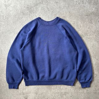 70s 無地スウェット USA製 ネイビー L相当 脇下ガゼット