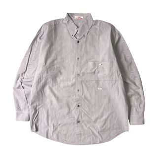 PAPAS パパス ストライプ BD コットン 長袖シャツ M/グレー 系(その他)