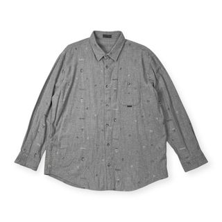 PAPAS パパス 数字総柄 コットン 長袖 ネルシャツ サイズ 52/LL /グレー/日本製(その他)