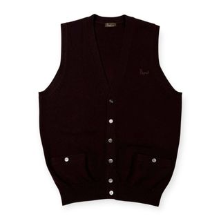 PAPAS パパス 前ボタン ウールニット ベスト サイズ L /ダークブラウン(その他)