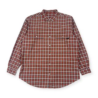 Papas パパス チェック 長袖シャツ L/レッド×グレー系 メンズ(その他)