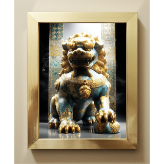 204【黄金の守護☆狛犬】邪気を祓い福を呼ぶ神域の守護獣【霊獣画】
