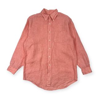 リネン100% Brooks Brothers ブルックスブラザーズ BD ボタンダウン 長袖シャツ M/ピンク系 メンズ(シャツ)