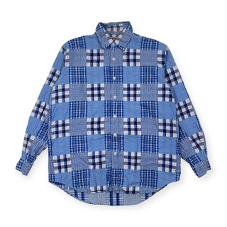 マックレガー(McGREGOR)の90s McGREGOR マックレガー パッチワーク 長袖シャツ M/ブルー メンズ ビンテージ(シャツ)