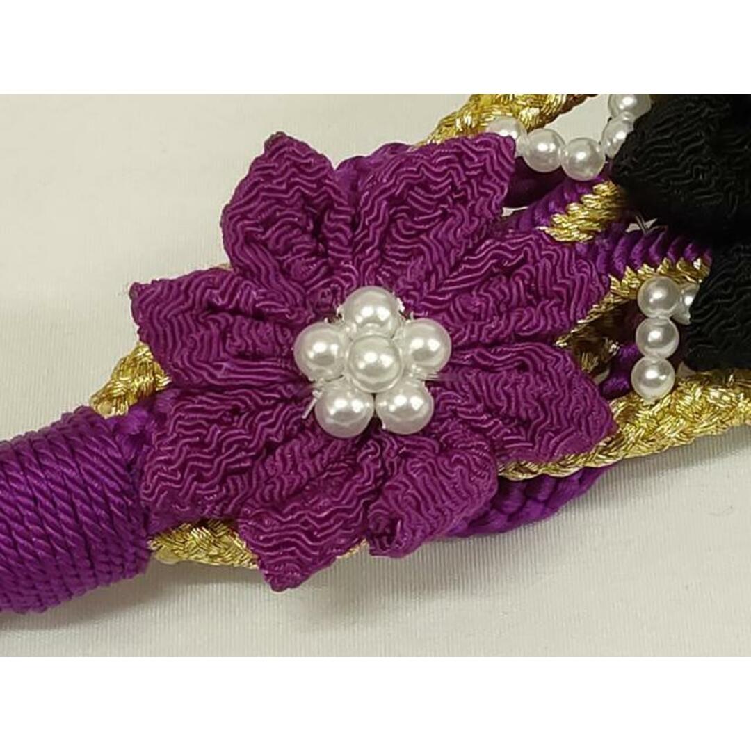 平和屋着物●和装小物　振袖用帯締め　装飾　つまみ細工　パール　金糸　撚り房　逸品　未使用　AAAY6085ay レディースの水着/浴衣(和装小物)の商品写真