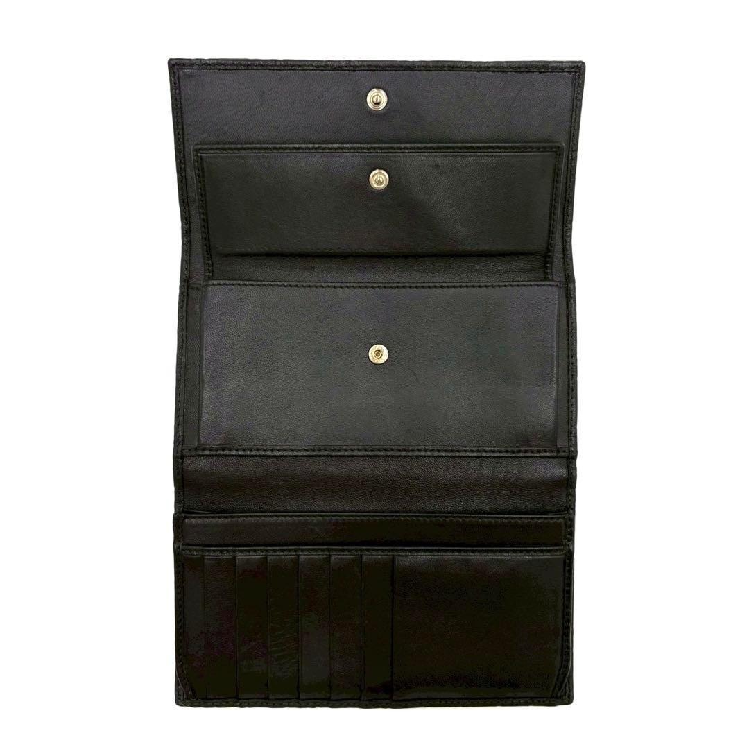 GUCCI(グッチ)の【極美品】GUCCI グッチ 長財布 GG柄 シマレザー ブラック 黒 箱付き レディースのファッション小物(財布)の商品写真