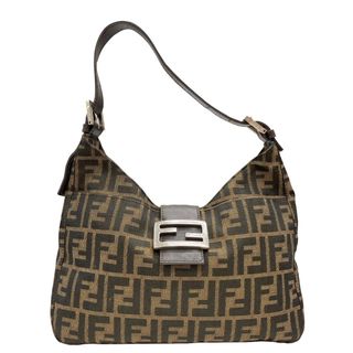 フェンディ(FENDI)のFENDI フェンディ マンマバケット ズッカ柄 ワンショルダーバッグ ハンドバッグ キャンバス レザー シルバー金具 ブラウン系 レディース 人気 お洒落 デイリー カジュアル 【ブランドギャラリー心斎橋店】(ハンドバッグ)