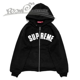 シュプリーム(Supreme)の送料無料 メンズ ジップアップパーカー ブラック Supreme シュプリーム Arc Thermal Lined Zip Up Hooded Sweatshirt FW24SW42 シュプリーム裏サーマルアーチロゴジップアップパーカー se1339r(パーカー)