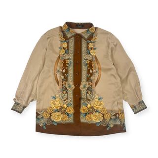レリアン(leilian)のLeilian レリアン フローラル 長袖シャツ 13＋/大きいサイズ ベージュ系 レディース(シャツ/ブラウス(長袖/七分))