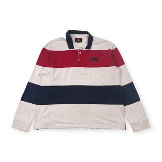 カンタベリー(CANTERBURY)のCanterbury カンタベリー ボーダー 長袖 ラガーシャツ ポロシャツ 3L/レッド×ネイビー メンズ(ポロシャツ)