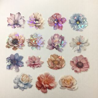 【植物　花　ステッカー④】PETシール　フレークシール　素材　コラージュ