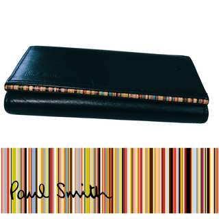 ポールスミス(Paul Smith)のポールスミス　Paul Smith　キーケース　4連　レザー黒　マルチストライプ(キーケース)