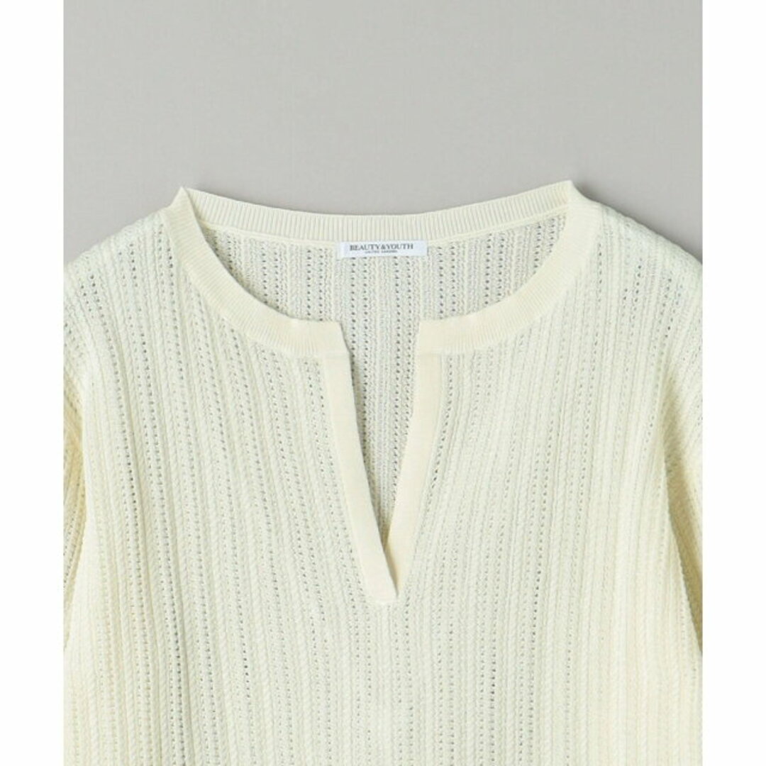 BEAUTY&YOUTH UNITED ARROWS(ビューティアンドユースユナイテッドアローズ)の【OFF WHITE】【FREE】スキッパークルーネック ニット プルオーバー -ウォッシャブル- レディースのトップス(ニット/セーター)の商品写真