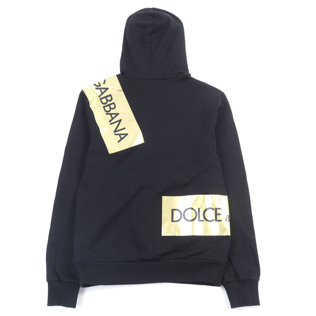 DOLCE&GABBANA(ドルチェアンドガッバーナ)の美品○DOLCE&GABBANA ドルチェ＆ガッバーナ G9JQ3T コットン100% 黒タグ ロゴプリント パーカー スウェットパンツ セットアップ ブラック ゴールド 44 イタリア製 正規品 メンズ メンズのスーツ(セットアップ)の商品写真