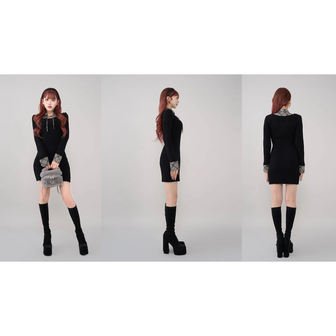 ダーリッチ darich レイヤードライクニットミニワンピース BEG FREE