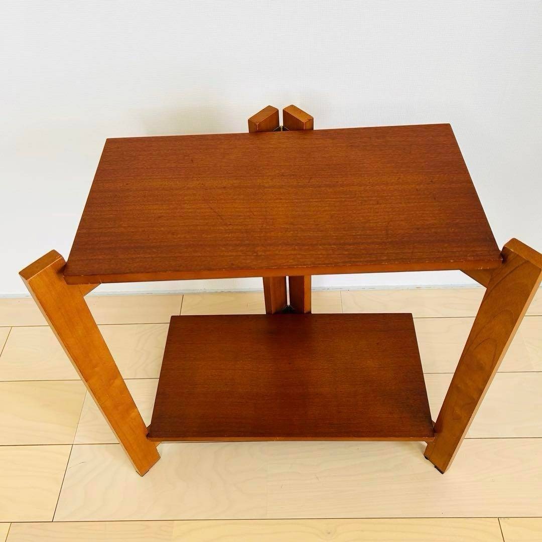 北欧レトロ オープンシェルフ ウッドラック 折りたたみ式 2段 木製 飾り棚