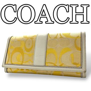 コーチ(COACH)の【価格相談◎】コーチ 長財布 シグネチャー キャンバス フラップ イエロー(財布)