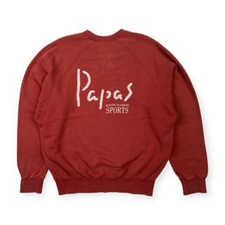 Papas パパス SPORTS ロゴプリント スウェット トレーナー シャツ サイズ L /メンズ/レッド系(スウェット)