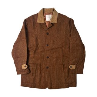Karl Helmut カールヘルム ツイード ラムレザー切替 カバーオール ジャケット オレンジベージュ