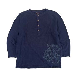カールヘルム(Karl Helmut)のKarl Helmut カールヘルム 花柄刺繍 ヘンリーネック コットン ニット 長袖 カットソー サイズ M/パープル(その他)
