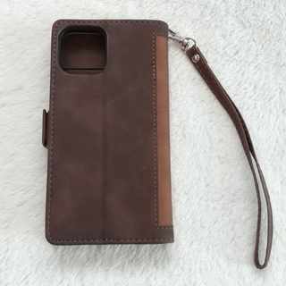 レトロ 手帳型 iPhone12/12Proケース ブラウン(iPhoneケース)