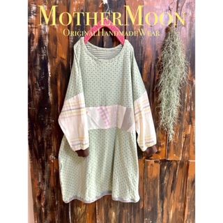 ハンドメイドhandmade★水玉メロングリーン接結ニットワンピース(ひざ丈ワンピース)